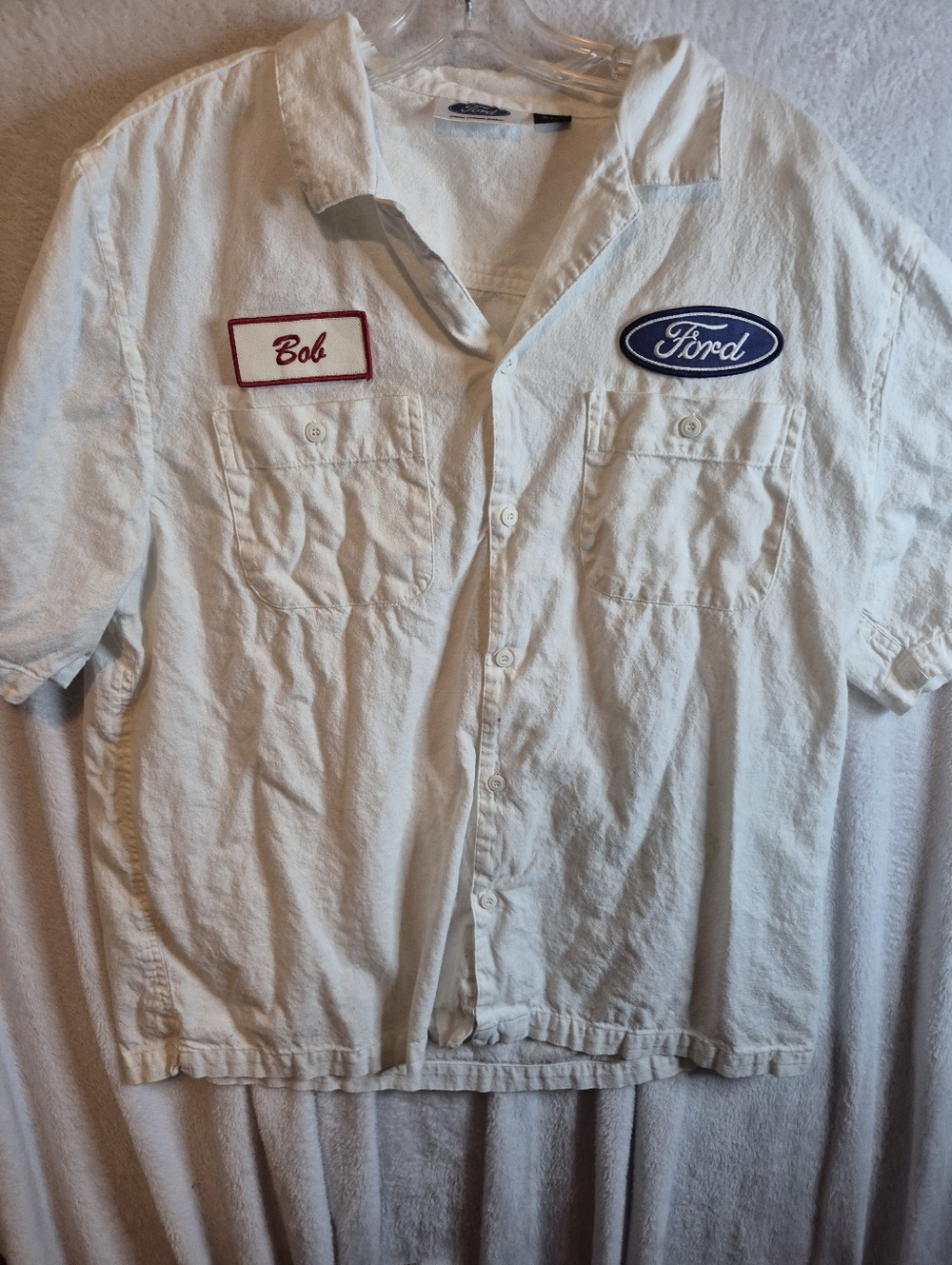 Ford Brand Cotton Button Front Shirt XL Name  Badge "Bob"